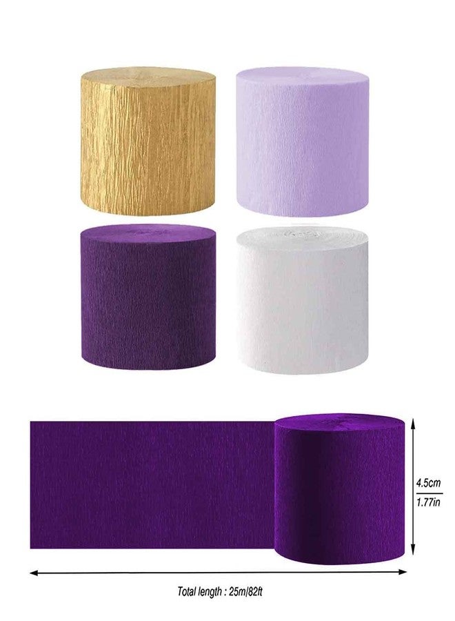 AIM & GGKK Purple Gold and White Party Crepe Paper Streamers 1.8 Inch Widening 8 Rolls Party Streamer Festival Party Decorations,a roll of 25m/82ft Per Volume for Purple Gold Party - Image 2